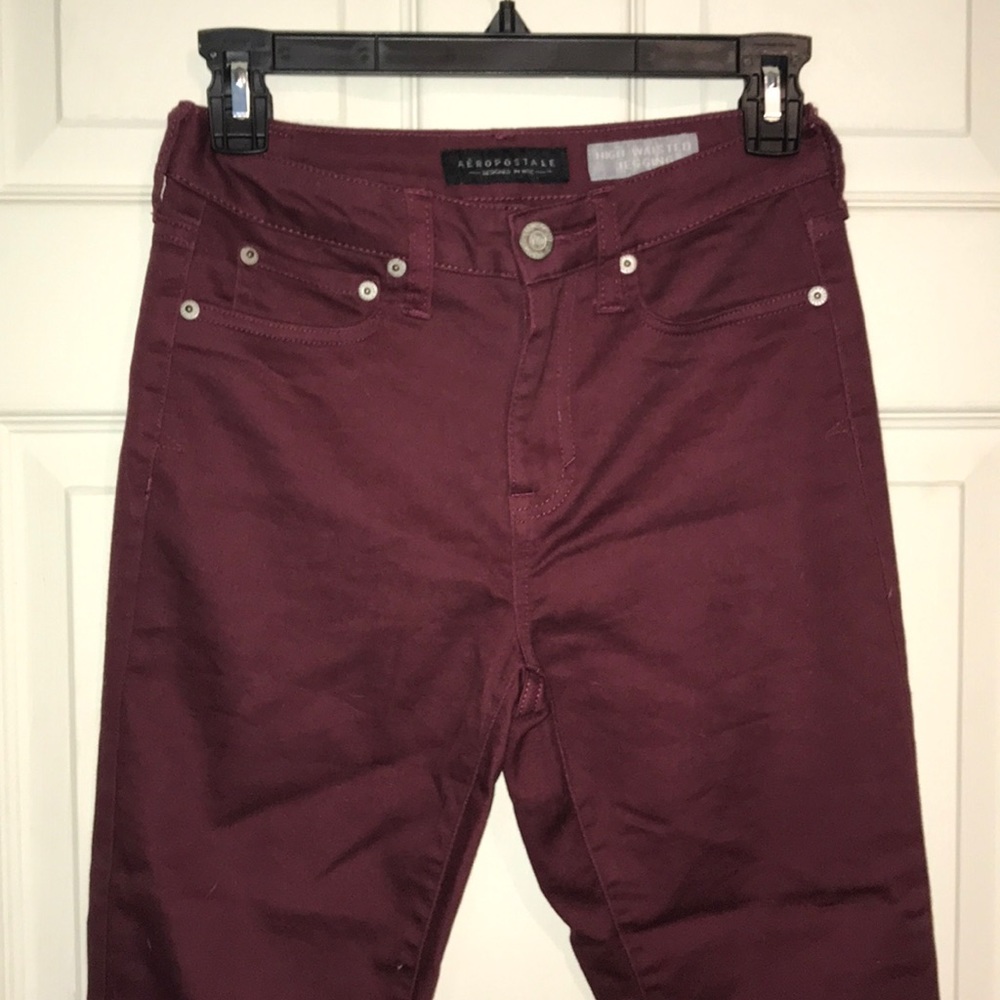 Aeropostale High Waisted Maroon Jeggings